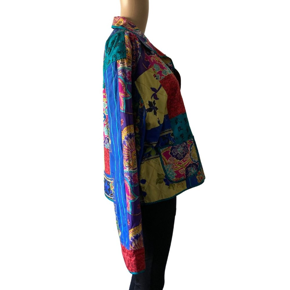 Chico's Light Weight Size S Patchwork Silk Jacket - image 2